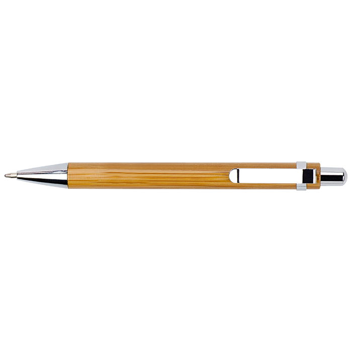 Bamboo Ballpoint Pen with Metal Trims Brown / STD / Regular - Pens