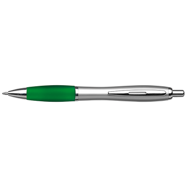 BP30111 - Silver Barrel Curved Design Ballpoint Pen with