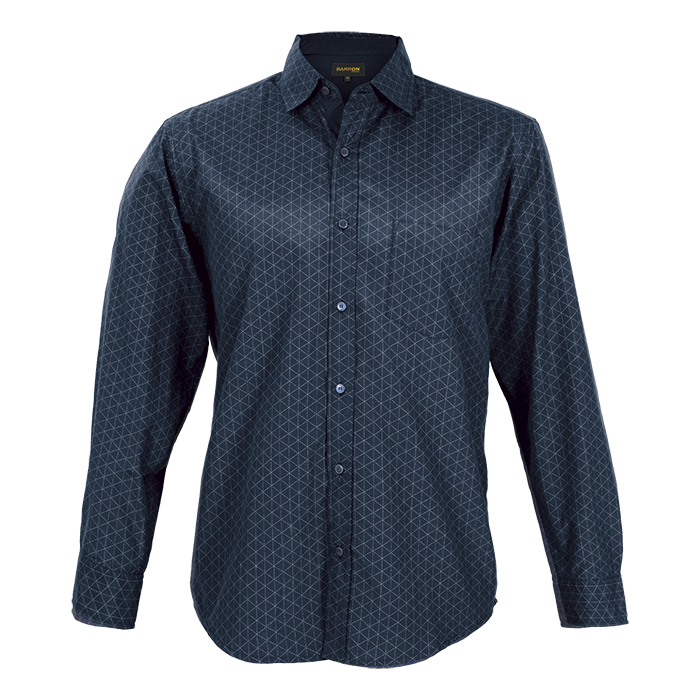 Claremont Lounge Shirt Long Sleeve Mens Navy/Silver / 3XL / Last Buy - Shirts-Corporate