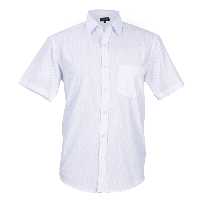 Claremont Lounge Shirt Short Sleeve Mens Silver/Charcoal / XL / Regular - Shirts-Corporate
