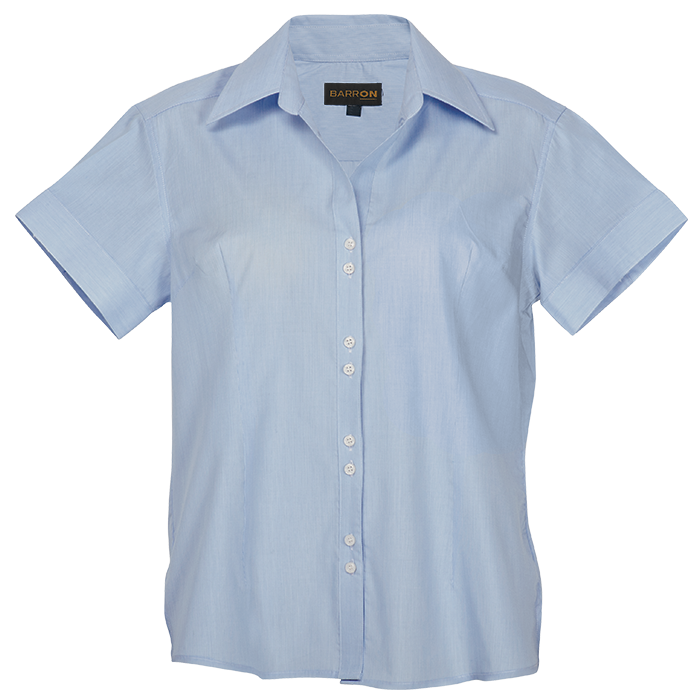 Ladies Century Blouse Short Sleeve Sky/White / SML