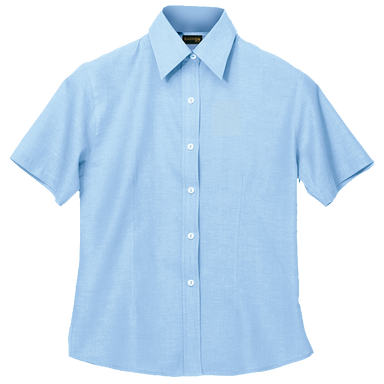 Ladies Chambray Blouse Short Sleeve Sky Blue / XL /