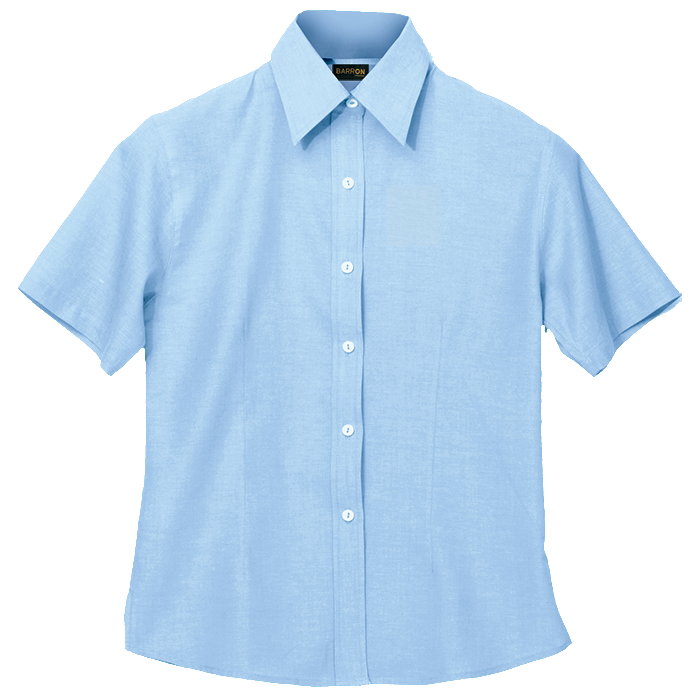 Ladies Chambray Blouse Short Sleeve Sky Blue / XL /