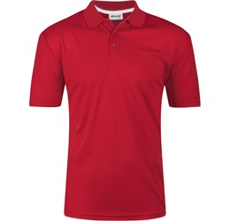 Mens Bayside Golf Shirt - White Only-L-Red-R