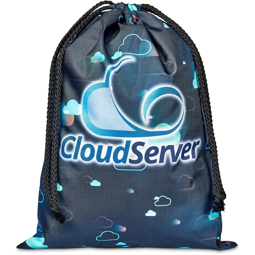 Custom Pacific Maxi Polyester Drawstring Pouch BLACK - Bags and Backpacks,Custom Backpacks