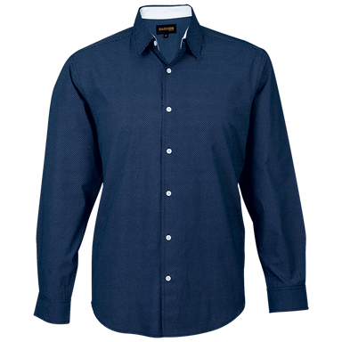 Richmond Lounge Shirt Long Sleeve Mens Navy/White / 5XL / Last Buy - Shirts-Corporate