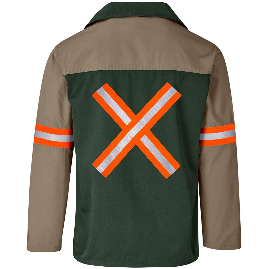Two-Tone Polycotton Work Jacket - Reflective Arms & Back - Orange Tape