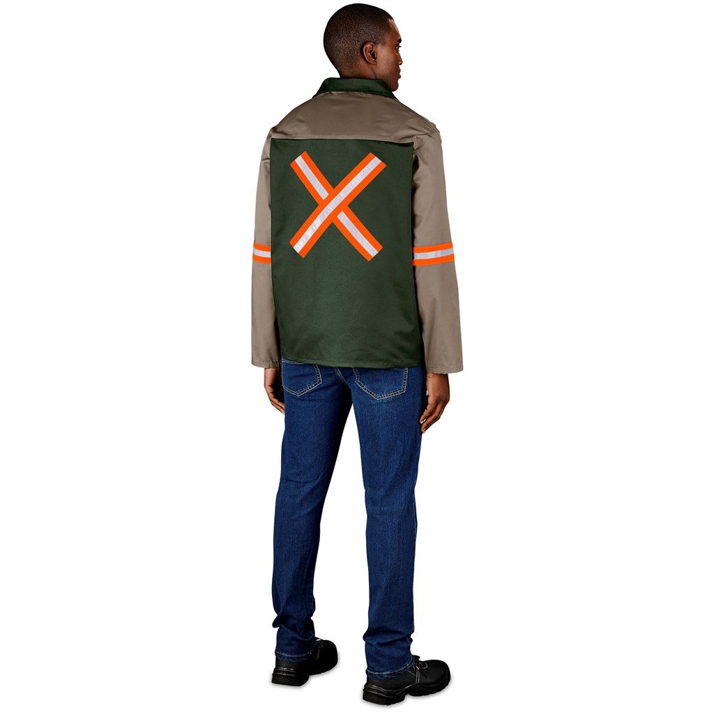 Two-Tone Polycotton Work Jacket - Reflective Arms & Back - Orange Tape