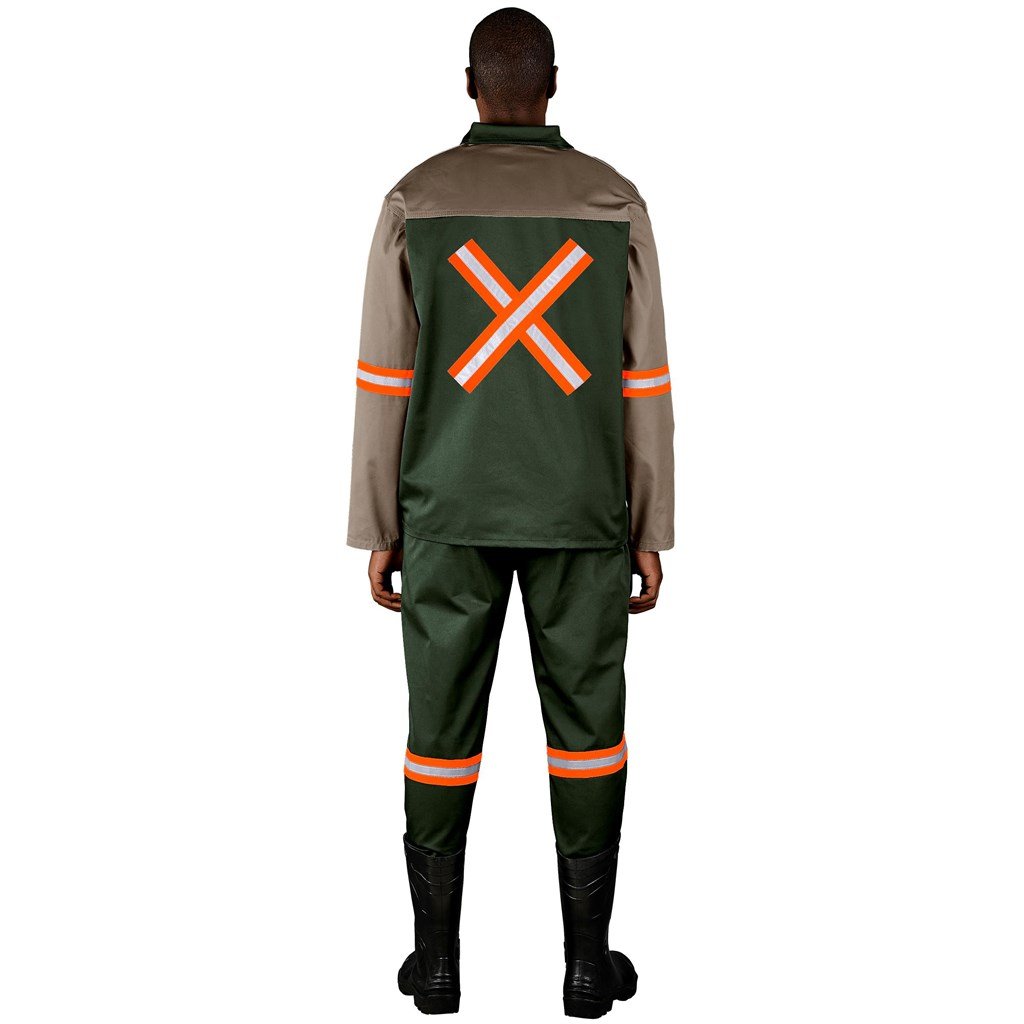 Two-Tone Polycotton Work Jacket - Reflective Arms & Back - Orange Tape