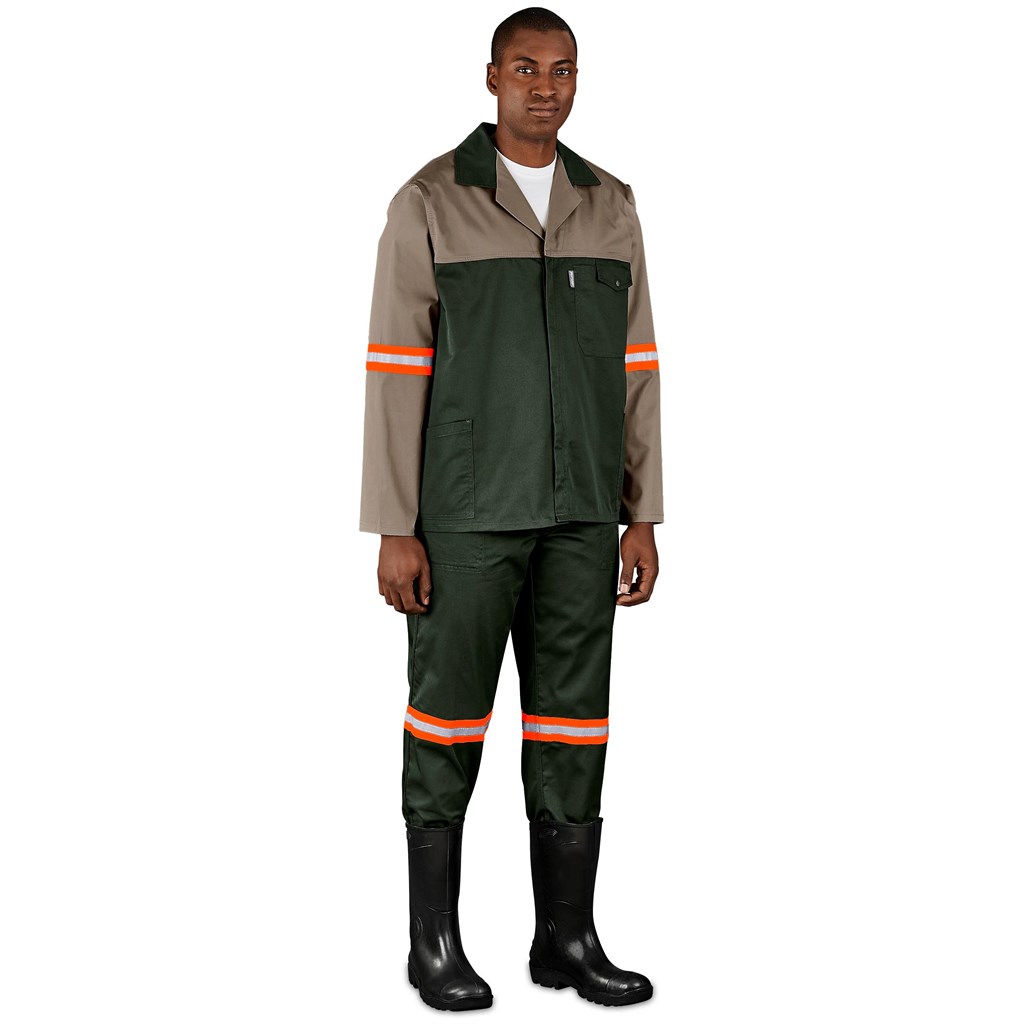 Two-Tone Polycotton Work Jacket - Reflective Arms & Back - Orange Tape