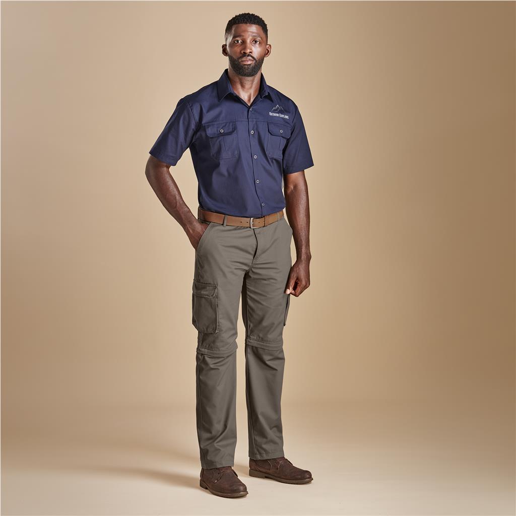 Mens Cargo Zip Off Pants  - Brown