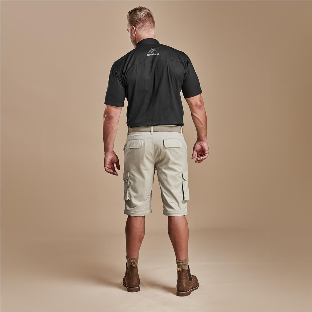 Mens Cargo Zip Off Pants  - Brown