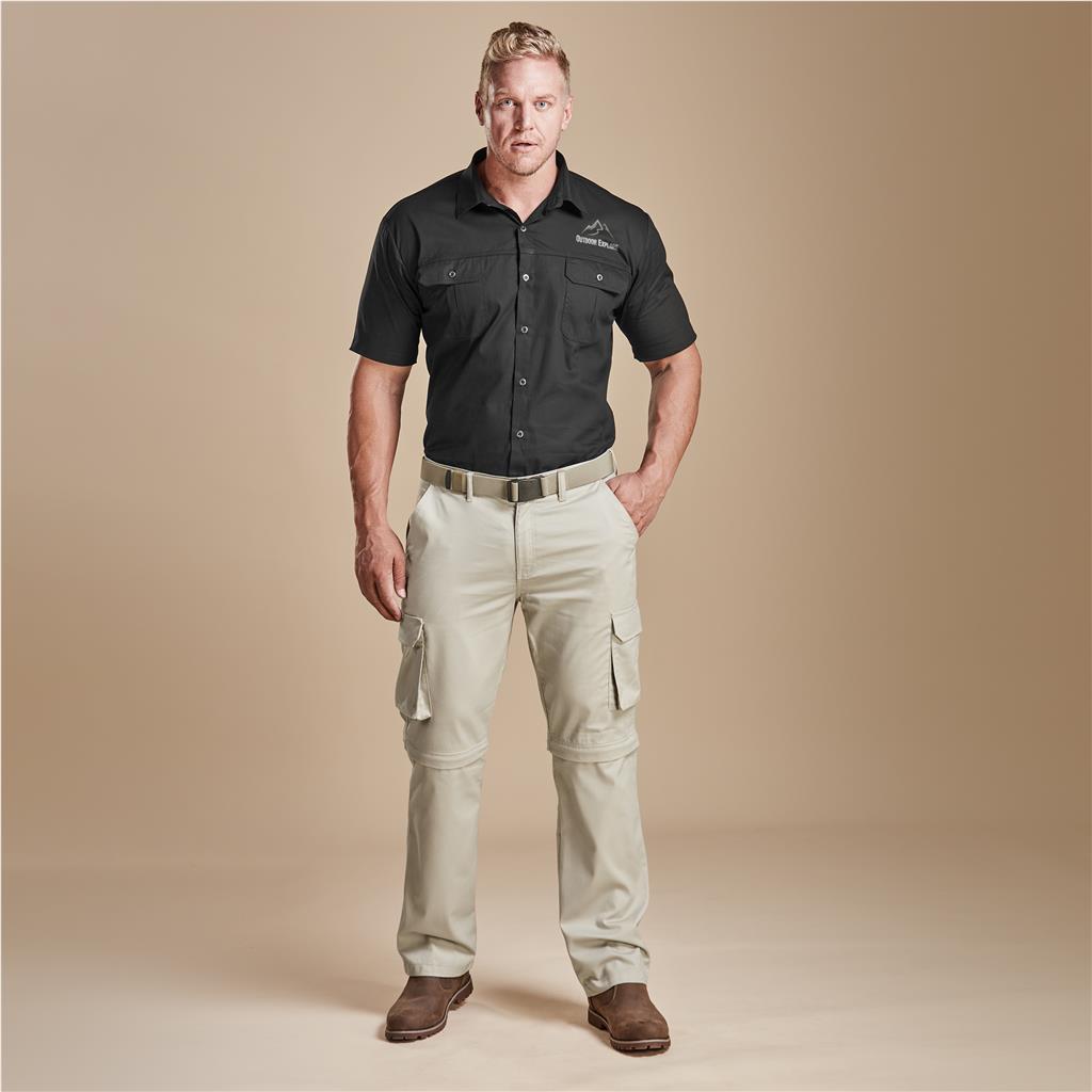Mens Cargo Zip Off Pants  - Brown