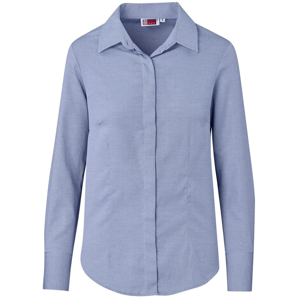 Ladies Long Sleeve Wallstreet Shirt - Blue