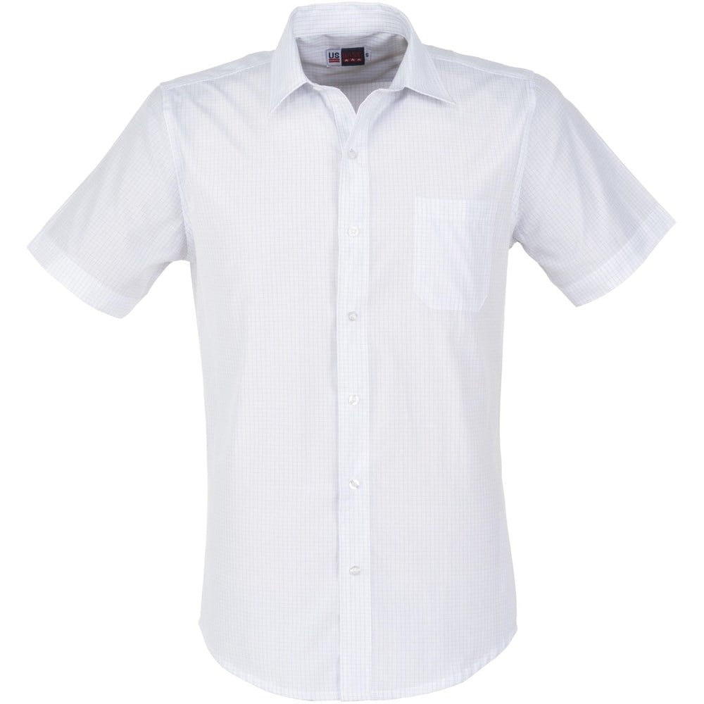 Mens Short Sleeve Huntington Shirt  - White Light Blue