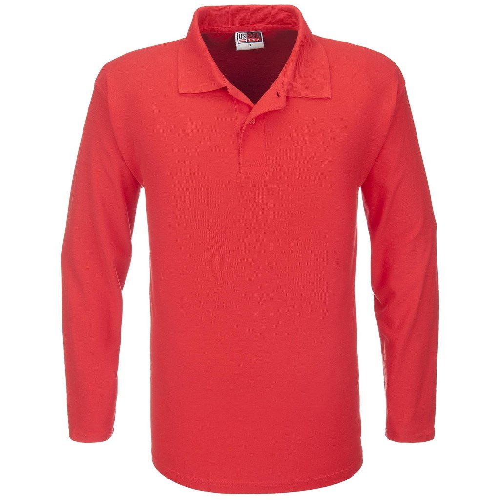 Mens Long Sleeve Boston Golf Shirt  - Red