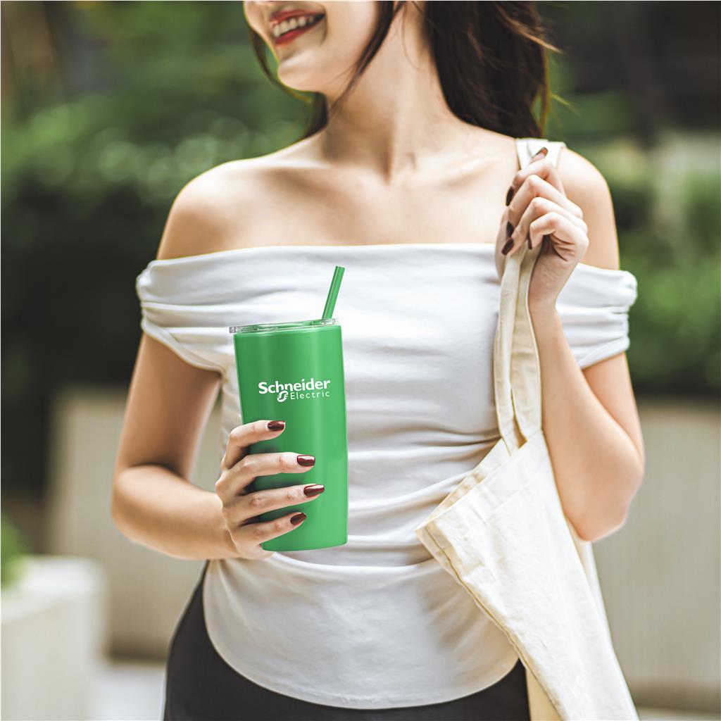 Daytona Plastic 2-in-1 Double-Wall Tumbler & Straw - 600ml