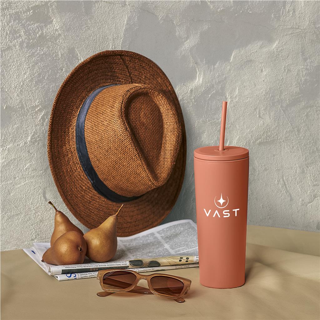 Concorde Stainless Steel & Plastic Double-Wall Tumbler & Straw - 720ml