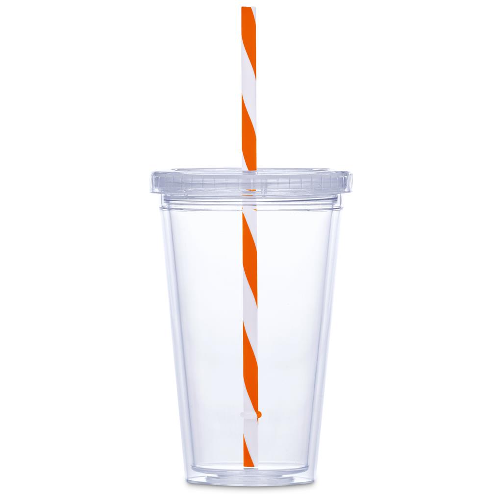 Malibu Double-Wall Plastic Tumbler & Straw - 470ml