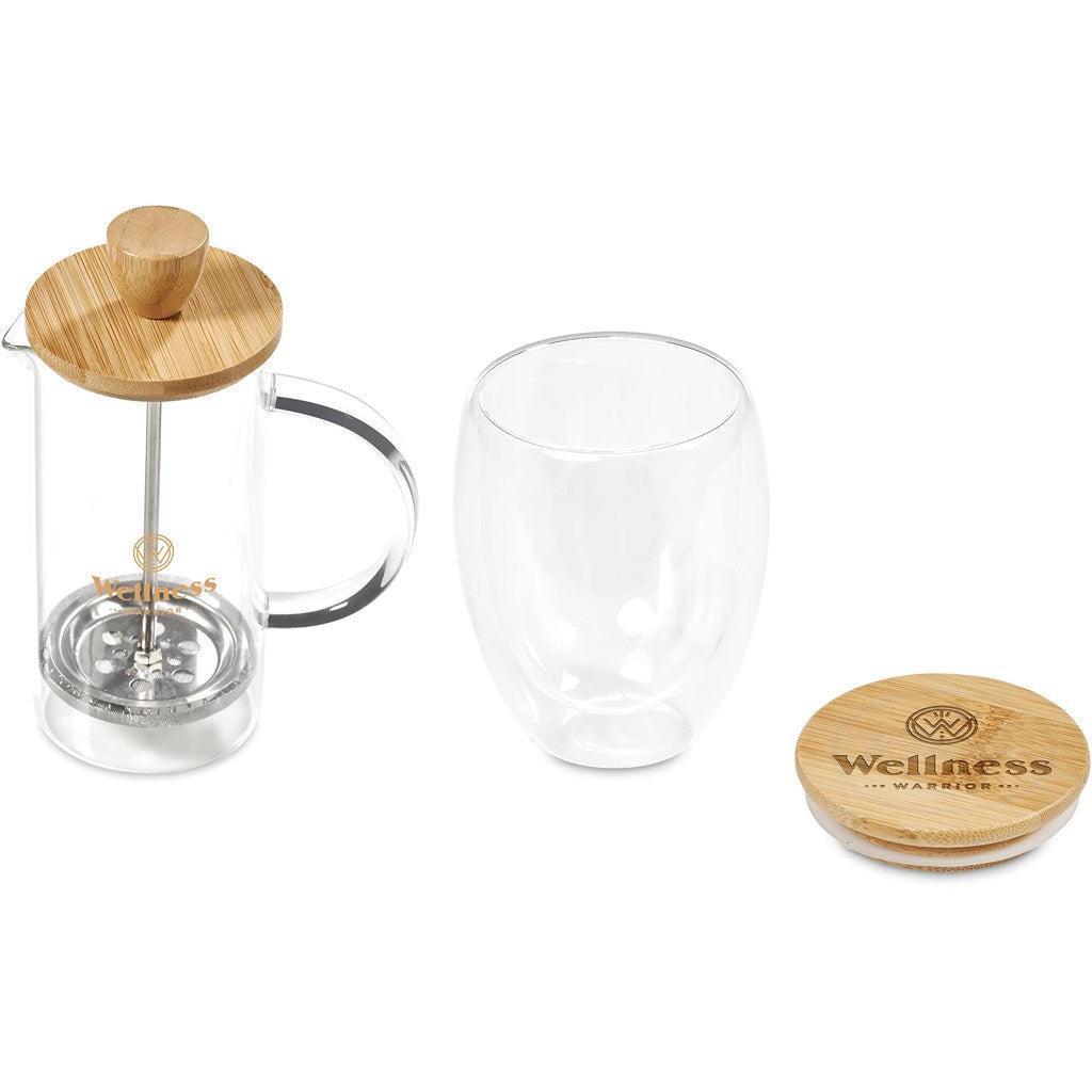 Aibo Glass & Bamboo Coffee Set