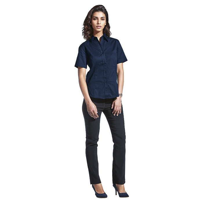 Ladies Brushed Cotton Twill Blouse Short Sleeve