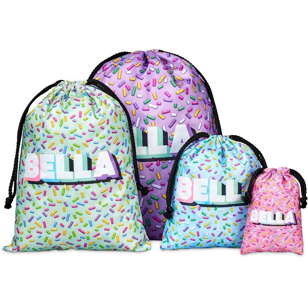 Custom Atlantic Mini Polyester Drawstring Pouch BLACK - Bags and Backpacks,Custom Backpacks