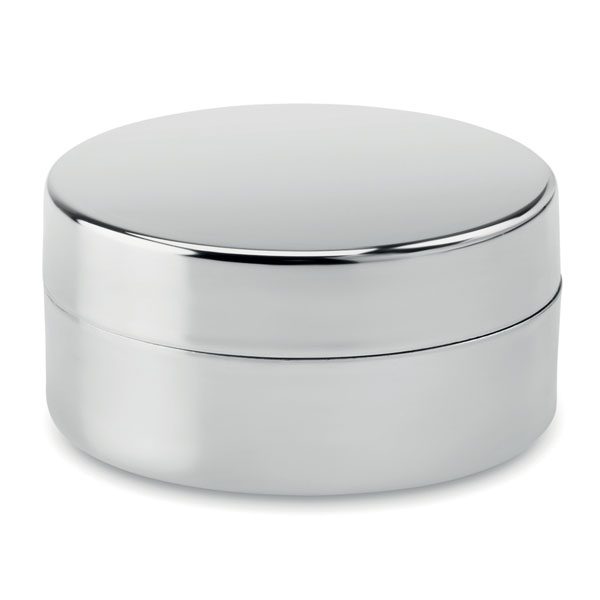 Custom Branded Lip Balm in Metallic Coloured Container Silver