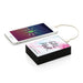 Tempered glass power bank charging a mobile phone through a cable