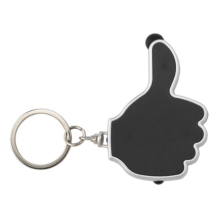 3 in 1 Thumbs Up Keychain with Stylus and LED Light Black / STD / Regular - Keychains