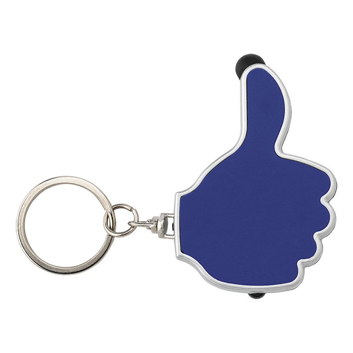 3 in 1 Thumbs Up Keychain with Stylus and LED Light Blue / STD / Regular - Keychains