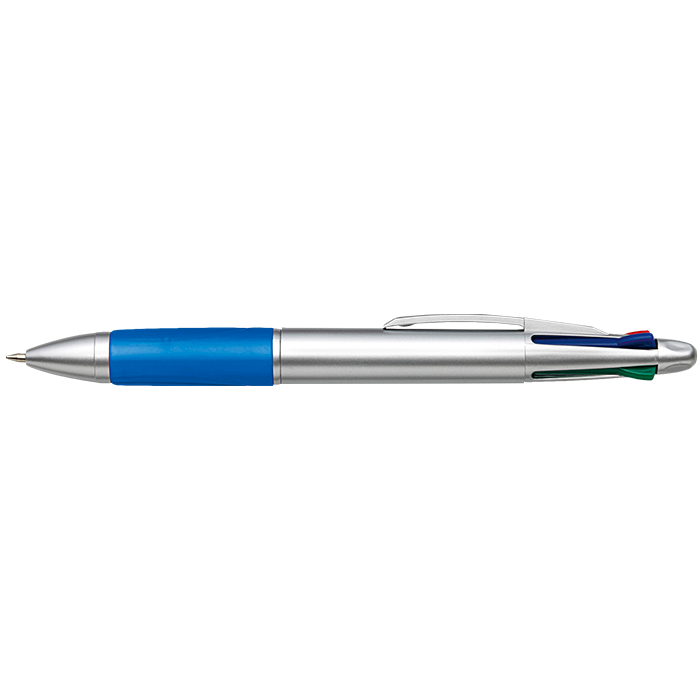 4 Colour Ballpoint Pen with Rubber Grip Blue / STD / Regular - Writing Instruments