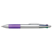 4 Colour Ballpoint Pen with Rubber Grip Purple / STD / Last Buy - Writing Instruments
