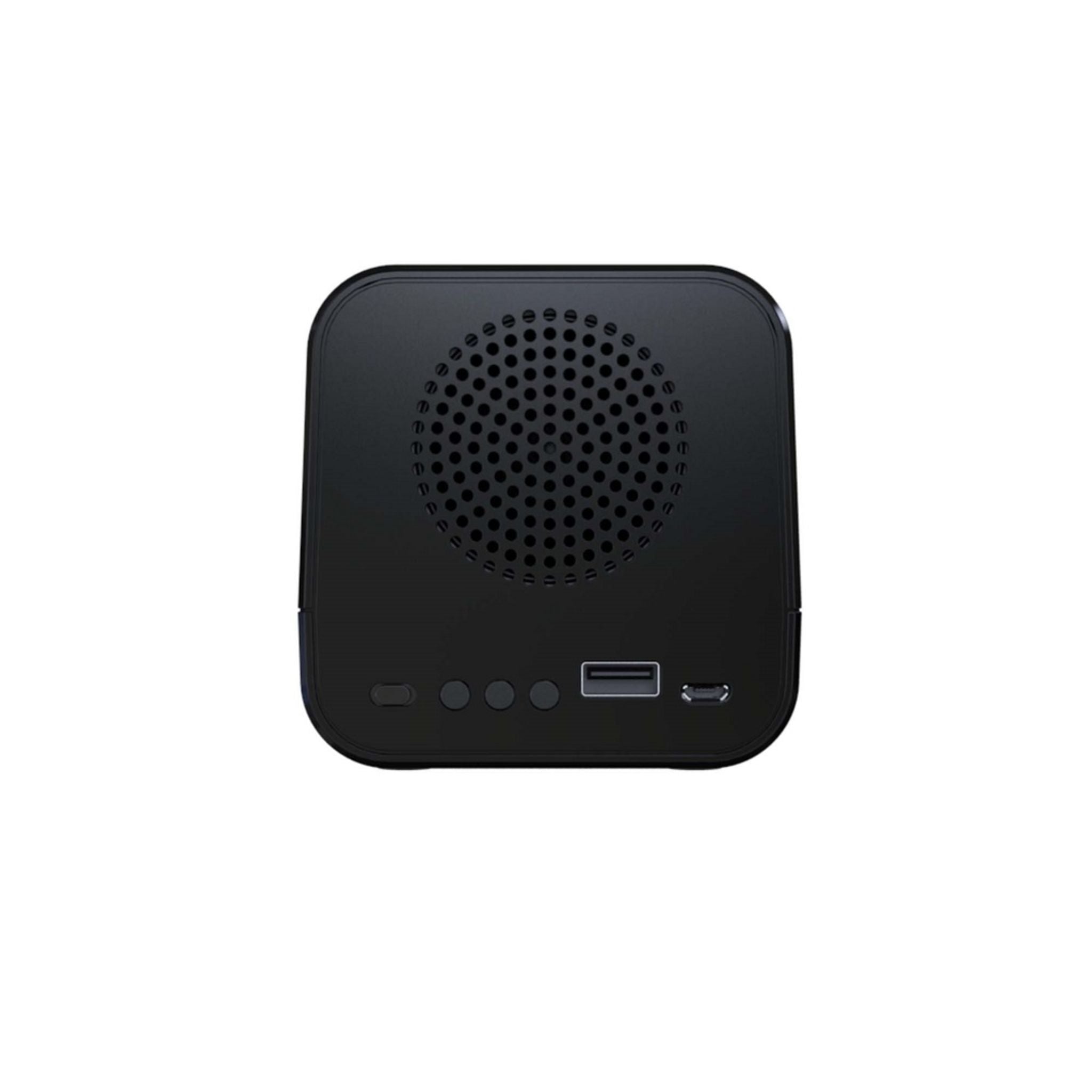 5 Watt Speaker 4000mAh Wireless Powerbank and Alarm Clock Back View Showing Ports & Sound Outlet Mesh