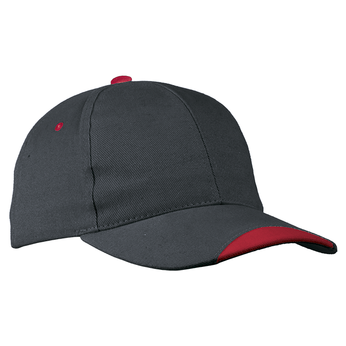 6 Panel Kingsley Cap Grey/Red / STD / Last Buy - Caps