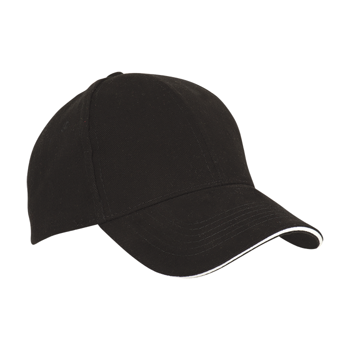 6 Panel Sandwich Peak Cap Black/White / STD / Regular - Caps