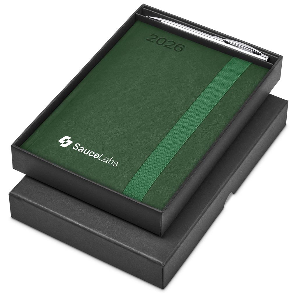 Advantage A5 2026 Diary & Cypher Pen Set GREEN - Diaries 2026,Diaries 2026,Diary Sets