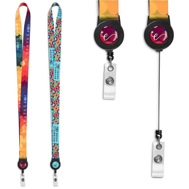 Badge Reel Double-Sided Satin Lanyard BLACK - Lanyards,Lanyards,Custom Lanyards Wrist Straps and Keyholders,Custom Keyholders