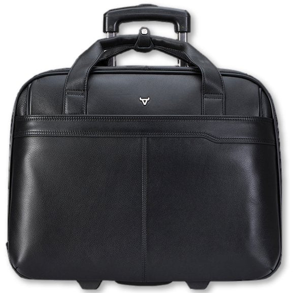 Cassidy Leather 17" Laptop/Overnight Trolley Bag | Black-