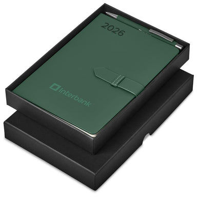 Enterprise A5 2026 Diary & Omega Pen Set DARK GREEN - Diaries 2026,Diaries 2026,Diary Sets