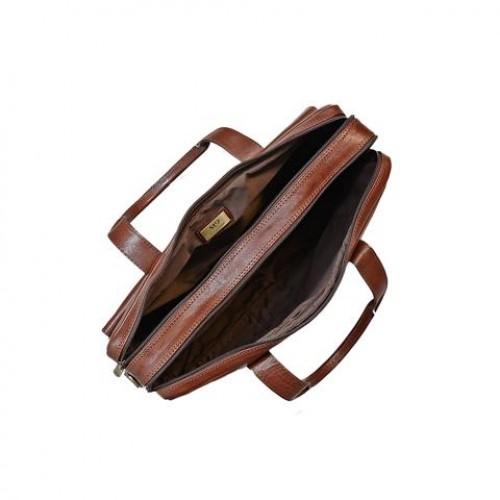 Italian Leather 2 Compartment Laptop Bag Black-