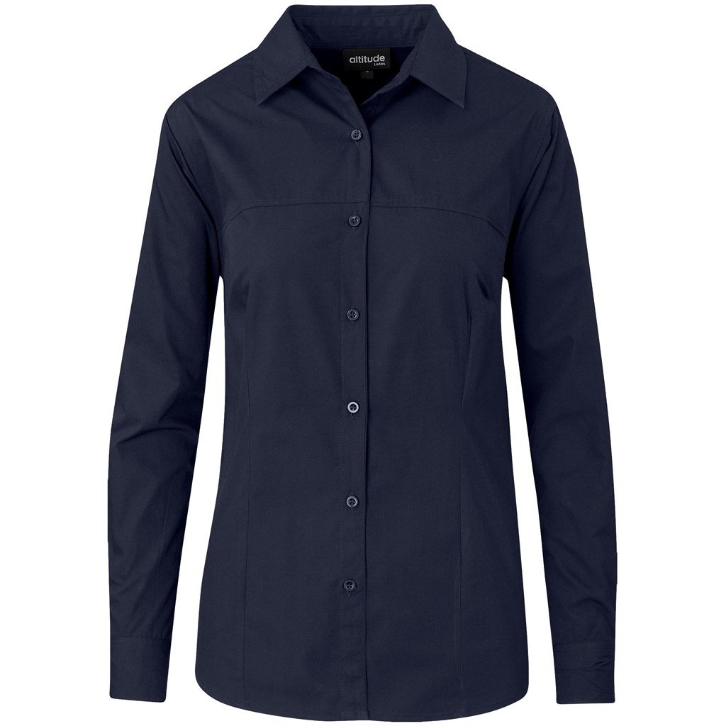 Ladies Long Sleeve Empire Shirt 2XL / Navy / N