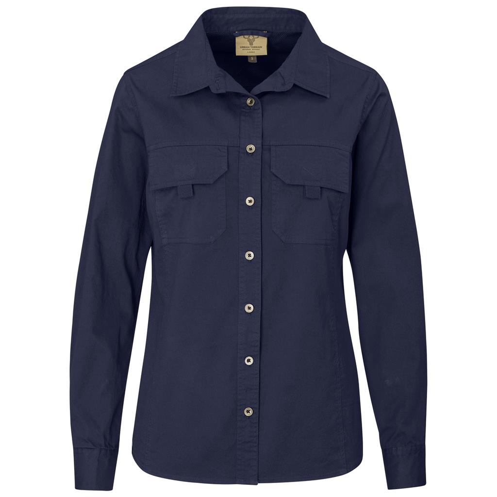 Ladies Long Sleeve Mawenzi Twill Shirt L / NAVY - New Clothing 2025,Shirts,Utility Shirts