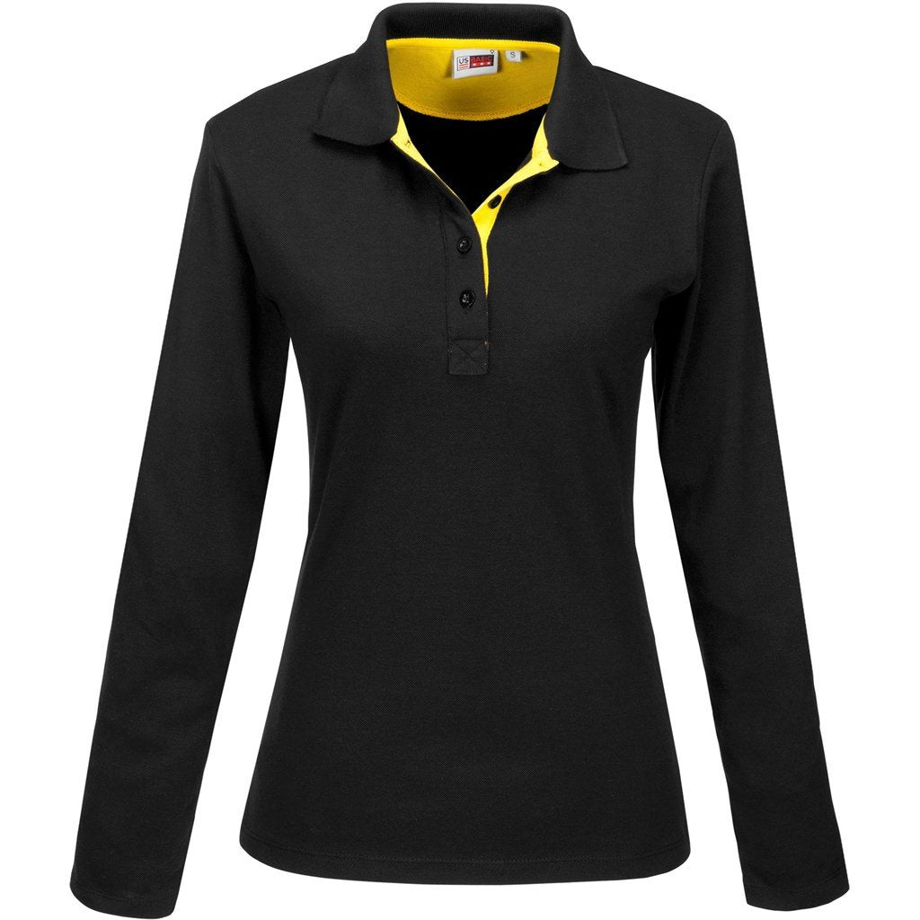 Ladies Long Sleeve Solo Golf Shirt  - Orange