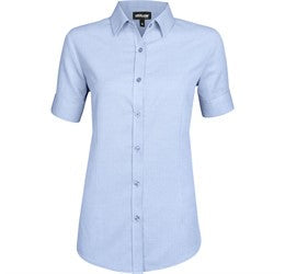 Ladies Short Sleeve Nottingham Shirt-L-Sky Blue-SB