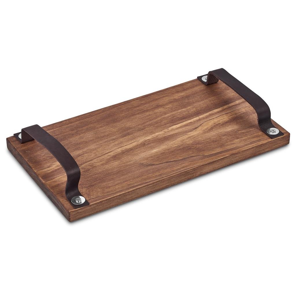 Large Farm Style Wooden Tray with Leather Straps NATURAL - Kitchen,Home and Living