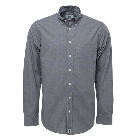 Mens Long Sleeve Broadcloth Work Shirt Navy/White Check / 3XL - High Grade Shirts