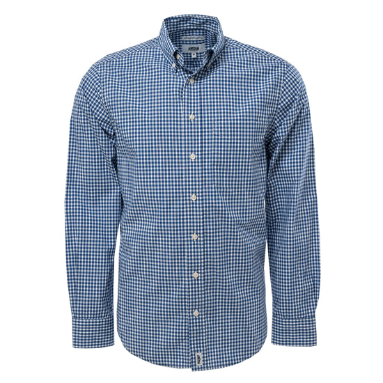Mens Long Sleeve Broadcloth Work Shirt Navy/White Check / XL - High Grade Shirts