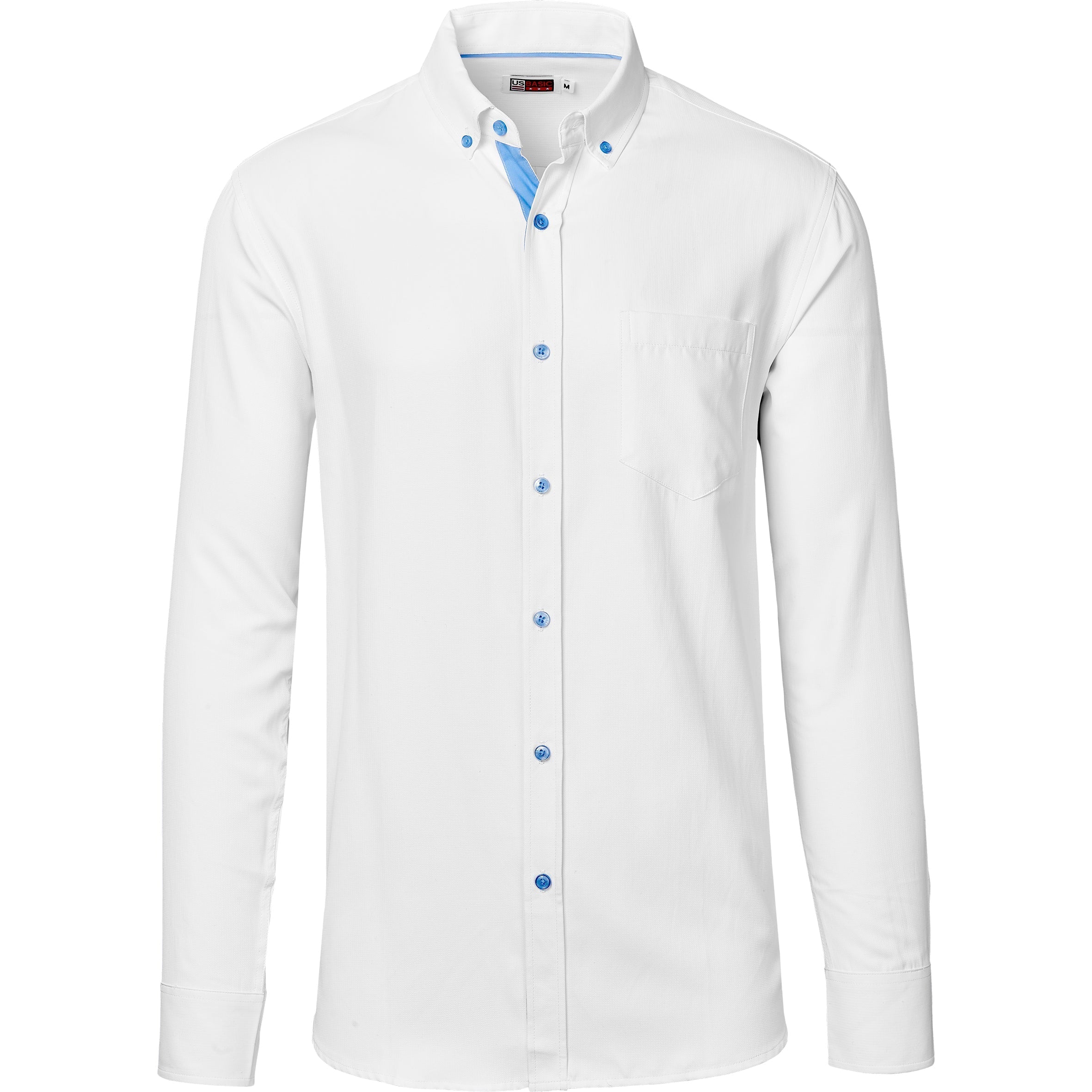 Mens Long Sleeve Casablanca Shirt - Navy Only-L-Sky Blue-SB