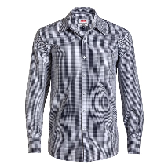 Men’s Long Sleeve Office Work Shirt Black Check / 2XL - High Grade Shirts