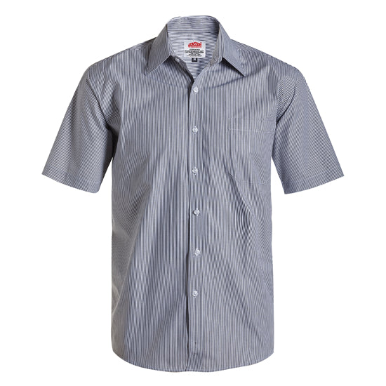 Men’s Short Sleeve Shirt Office Work Shirts Black Stripe / 4XL - High Grade